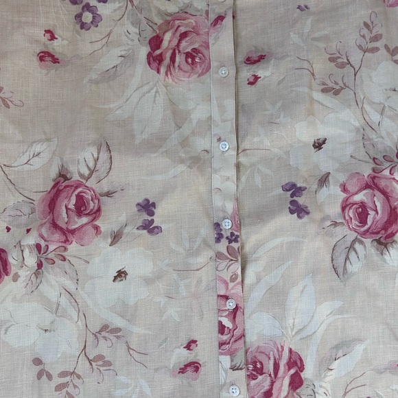 Vintage Lauren Ralph Lauren 100% Linen Floral Button Down A Line Skirt. 90’s. - Picture 4 of 14